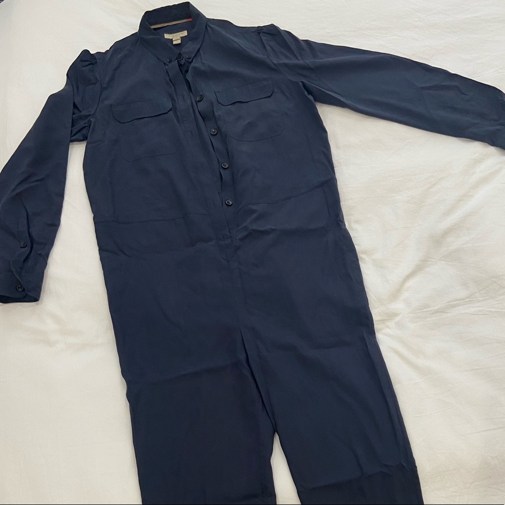 Burberry Silk Blend Jumpsuit (Navy) - Picture 3 of 5